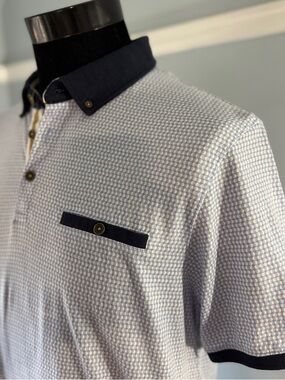 English Laundry Light Blue Micro Pattern Polo